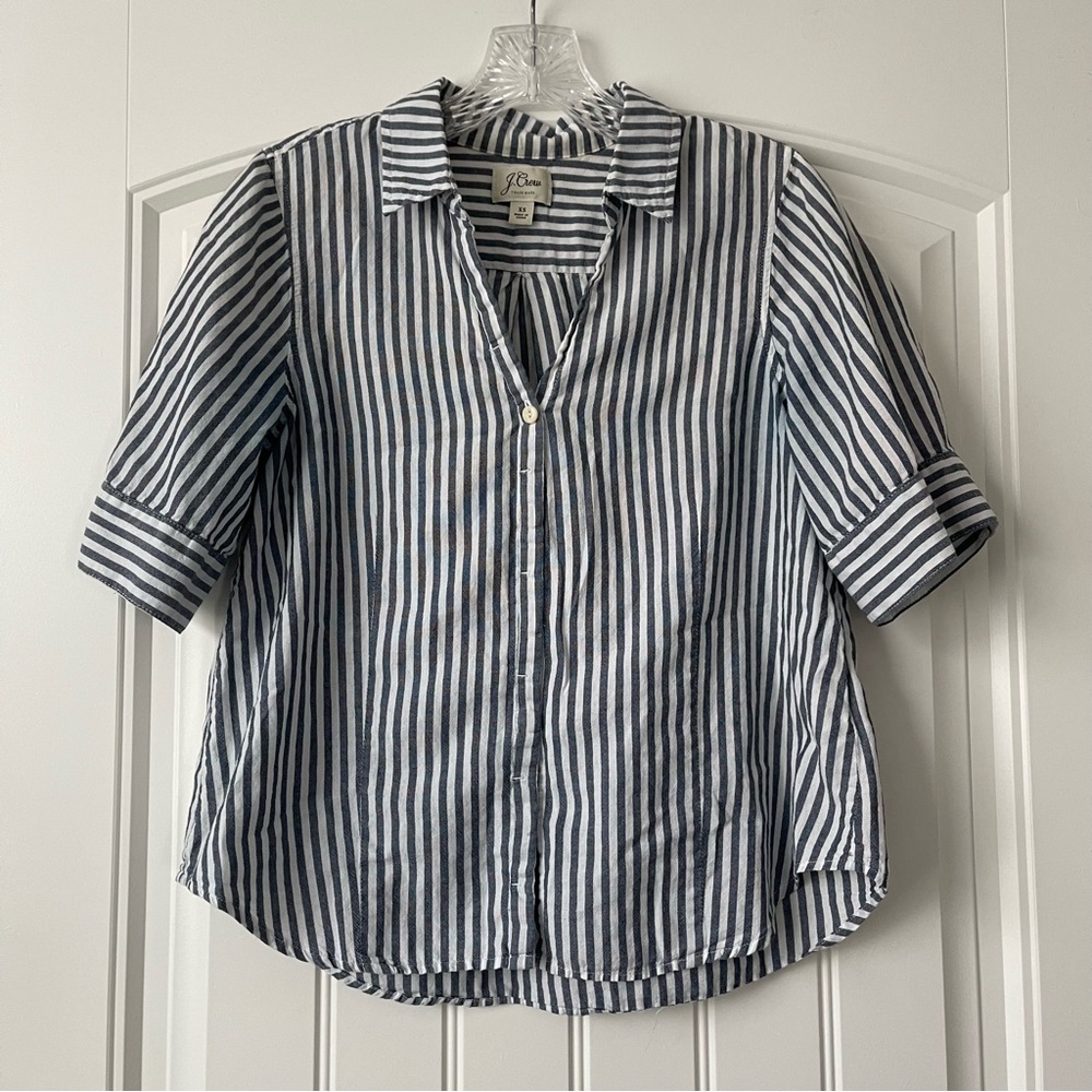 J.Crew Short Sleeve Stripe Button Up
